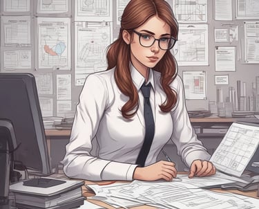 A focused project manager reviewing IT transformation plans with a team.