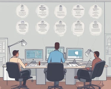 A collaborative meeting where professionals discuss digital tools for business transformation.