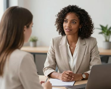 A nurse consultant reviewing patient charts with a healthcare team.