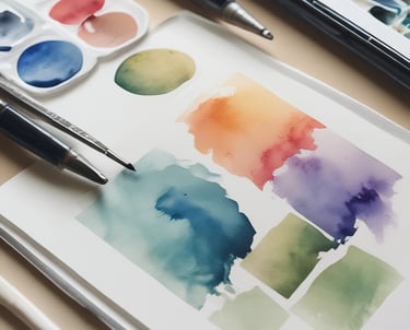 A cozy Parisian artist's studio with canvases, brushes, and a view of the Eiffel Tower through the window.