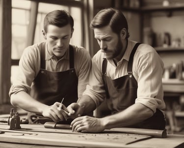Portrait of the founder of Fajardo Equipamientos in his workshop surrounded by handcrafted furniture.
