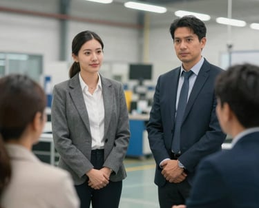 A professional practicing yoga during a work break in a modern office space with calming natural light.