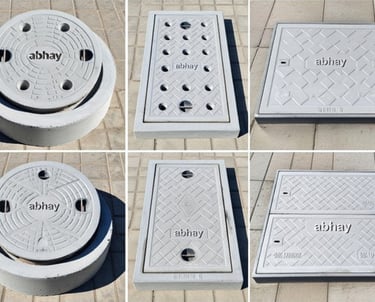 Heavy-duty RCC precast drain cover manufactured by Abhay Precast for industrial and infrastructure