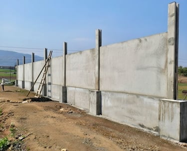 High-strength pre-stressed RCC precast compound wall system for secure industrial and commercial bou