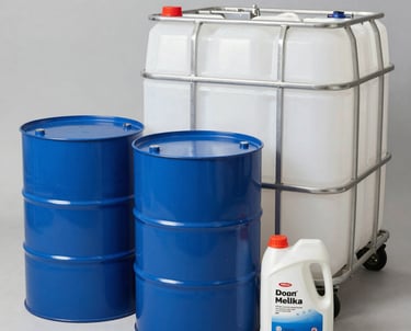 Technician carefully blending chemicals in a lab setting with blue and grey tones.