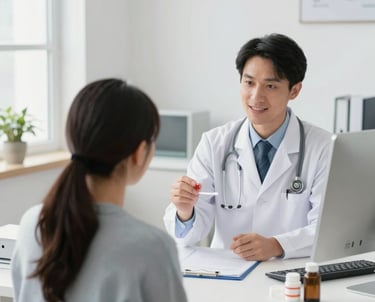 A smiling nurse sharing a heartfelt moment with a patient in a sunlit hospital room.