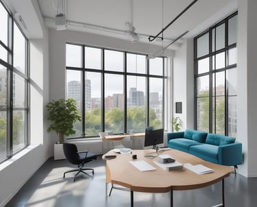 A modern real estate office with a welcoming atmosphere.