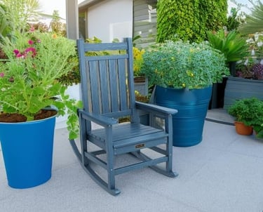 SERWALL oversized outdoor rocking chair for adults in grey, all-weather resistant porch rocker