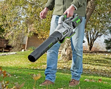 EGO POWER+ LB6500 cordless electric leaf blower delivering 650 CFM airflow,