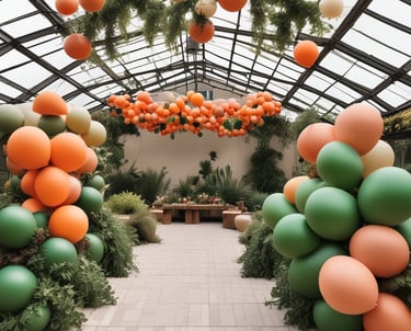 globos juegan con las proporciones diseñando un arco