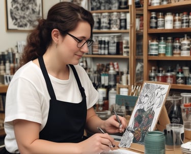 artista en proceso de elaboración con paciencia