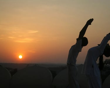 Stock image showing a Surya Namaskar for illustration