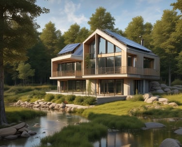 A team of engineers discussing renewable energy solutions in a modern office.