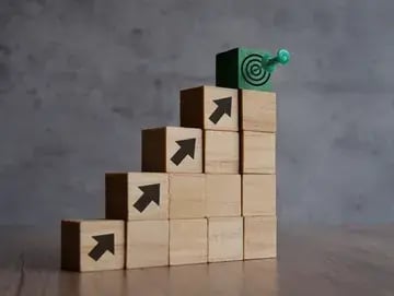 Stacked blocks showing an upward trend