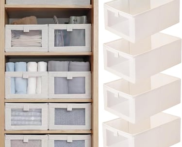 Minimalist closet storage bins for shelves and organization