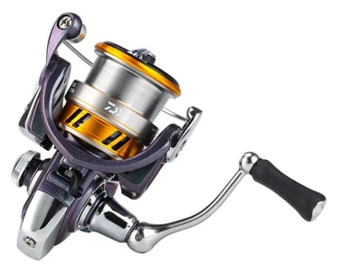 molinete daiwa bom pescar tucunaré cor prata com dourado rotor ventilado