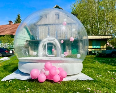 Batutas burbulas su rožiniais balionais