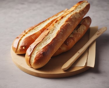 A warm, inviting table set with a complete meal including fresh bread and pastries in a cozy bakery setting.