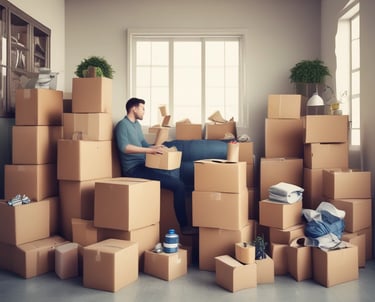 A professional team carefully packing household items into boxes.