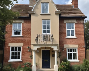 Exterior of a modern commercial building being painted in vibrant, weather-resistant colors.