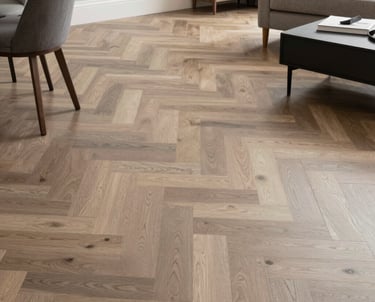 Elegant golden parquet plank icon with clean lines on white.