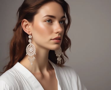 Artisan hands weaving a delicate macramé bracelet with earthy tones and natural stones