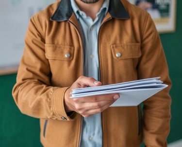 Hand extended out hold legal paperwork, symbolizing reliable and accurate delivery of legal process.