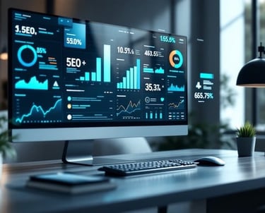 a computer monitor screen with a monitor and a keyboard