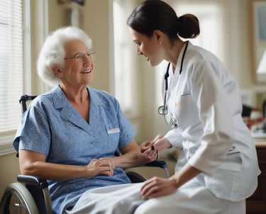 Healthcare staff collaborating in a busy hospital corridor, showing teamwork and dedication.