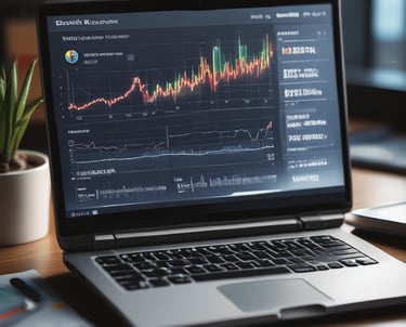 A professional working attentively on website design within a sleek, modern office space