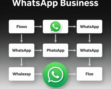 Illustration of automated chatbots responding instantly on WhatsApp.