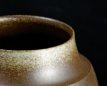 a vase with a brown vase on a black background