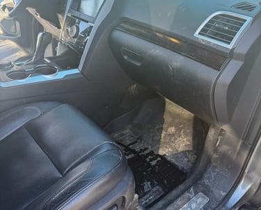 dirty passenger seat before