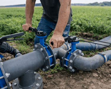 Farmer turning on the irrigation