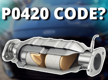 Diagram of a cutaway catalytic converter explaining the P0420 engine fault code.