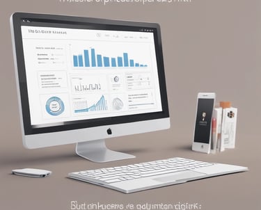 A warm small business shop owner happily using a laptop to manage sales with web-based application.