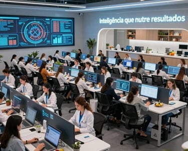 A modern office space with green and gray accents reflecting a clean, professional environment.