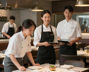 A technician installing a solar inverter on a rooftop under a clear blue sky.