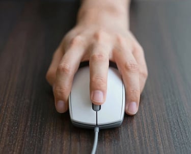 Close-up of a plumber fixing pipes with a laptop open showing his website.