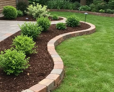 Beautifully maintained garden bed with fresh mulch by Avenue Seasons Inc