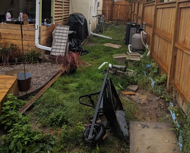Neglected backyard before property revitalization service in Toronto by Avenue Seasons