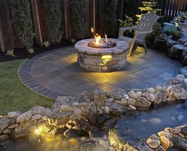 Fire pit and patio accent lighting.