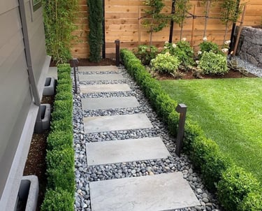 Custom paver walkway and landscape lighting installation in Mississauga and Etobicoke.