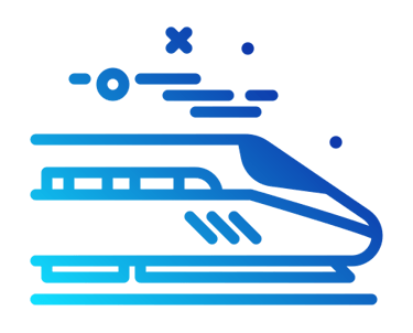 Japanese bullet train in motion icon representing high-speed rail travel