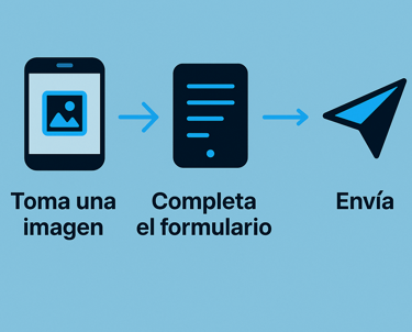 Toma una foto, llena el formulario y envía.