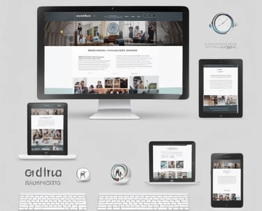 Sleek, modern website layout with bold typography in black and white.