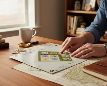 a person sitting at a table deciding on making a purchase