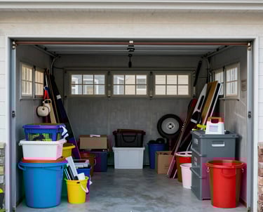 Modern two-story suburban home with tan siding, stone accents, and a two-car garage.