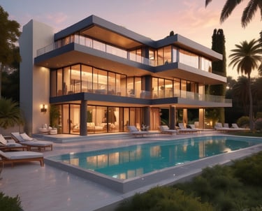 Modern Moroccan real estate office building with a welcoming entrance.