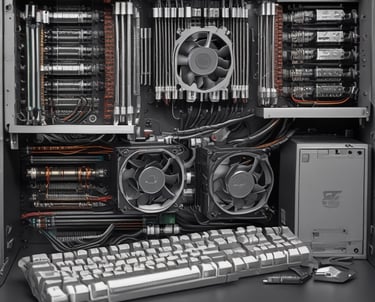 Close-up of a refurbished desktop tower with visible ports and clean design.